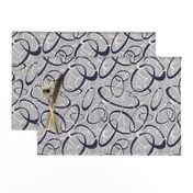 funky loops pattern - navy blue & white on gray