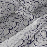 funky loops pattern - navy blue & white on gray