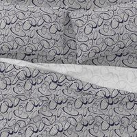 funky loops pattern - navy blue & white on gray