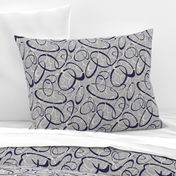 funky loops pattern - navy blue & white on gray