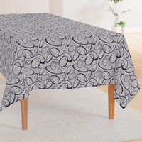 funky loops pattern - navy blue & white on gray