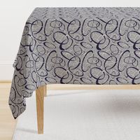 funky loops pattern - navy blue & white on gray