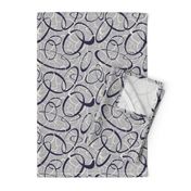 funky loops pattern - navy blue & white on gray