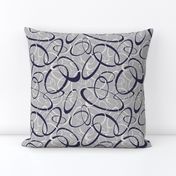 funky loops pattern - navy blue & white on gray