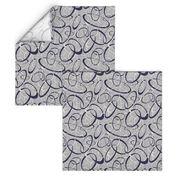 funky loops pattern - navy blue & white on gray