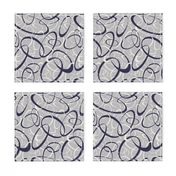 funky loops pattern - navy blue & white on gray