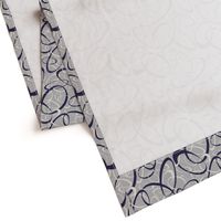 funky loops pattern - navy blue & white on gray