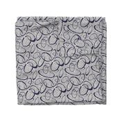 funky loops pattern - navy blue & white on gray