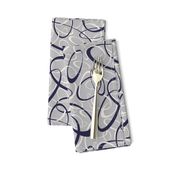 funky loops pattern - navy blue & white on gray