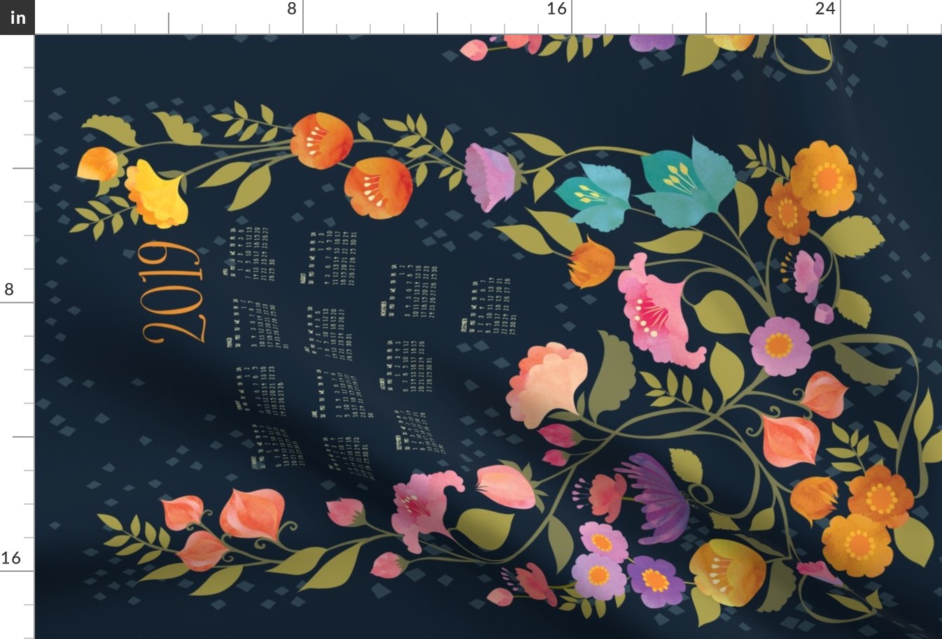 Enchanted Garden 2019 Calendar Tea Towel