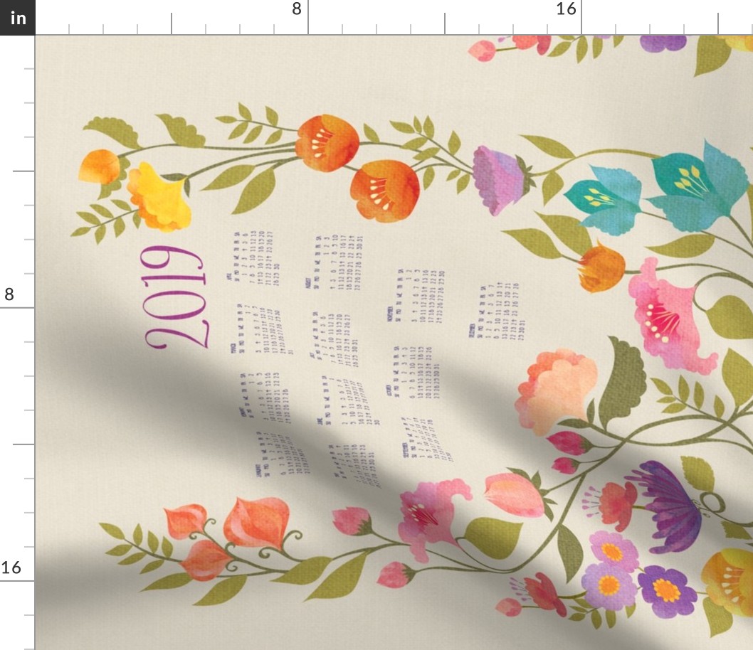 Enchanted Garden 2019 Calendar Tea Towel {Linen}