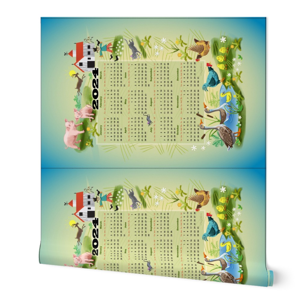 2024 Farm Wall Hanging Calendar