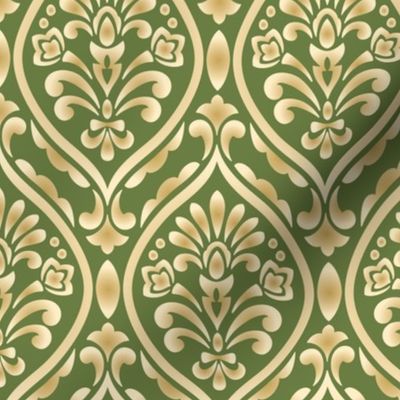 Gold and Green Damask