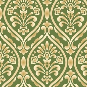 Gold and Green Damask