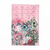 2024 Birdhouses calendar tea towel/wall hanging