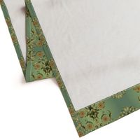 European Scroll Design Damask Sage and Brown 