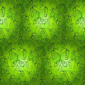 Butterflies in Spotlight on Lime Green