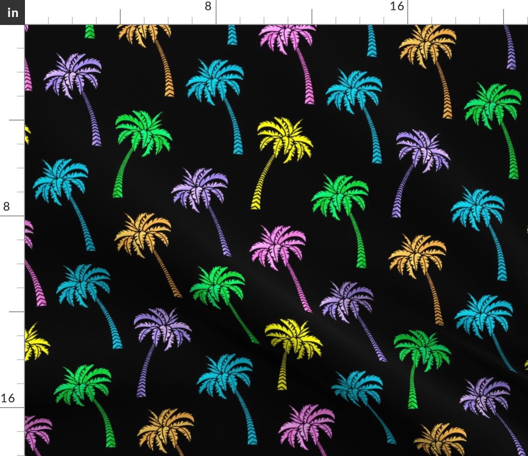 Multi Coconut Palms on Black