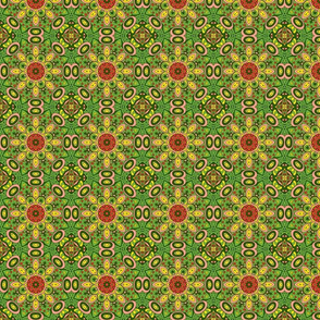 African Mosaic Tile on Green