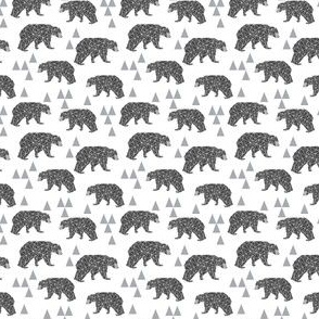 MINI - geo bear // charcoal light grey bear triangles geometric kids boys nursery