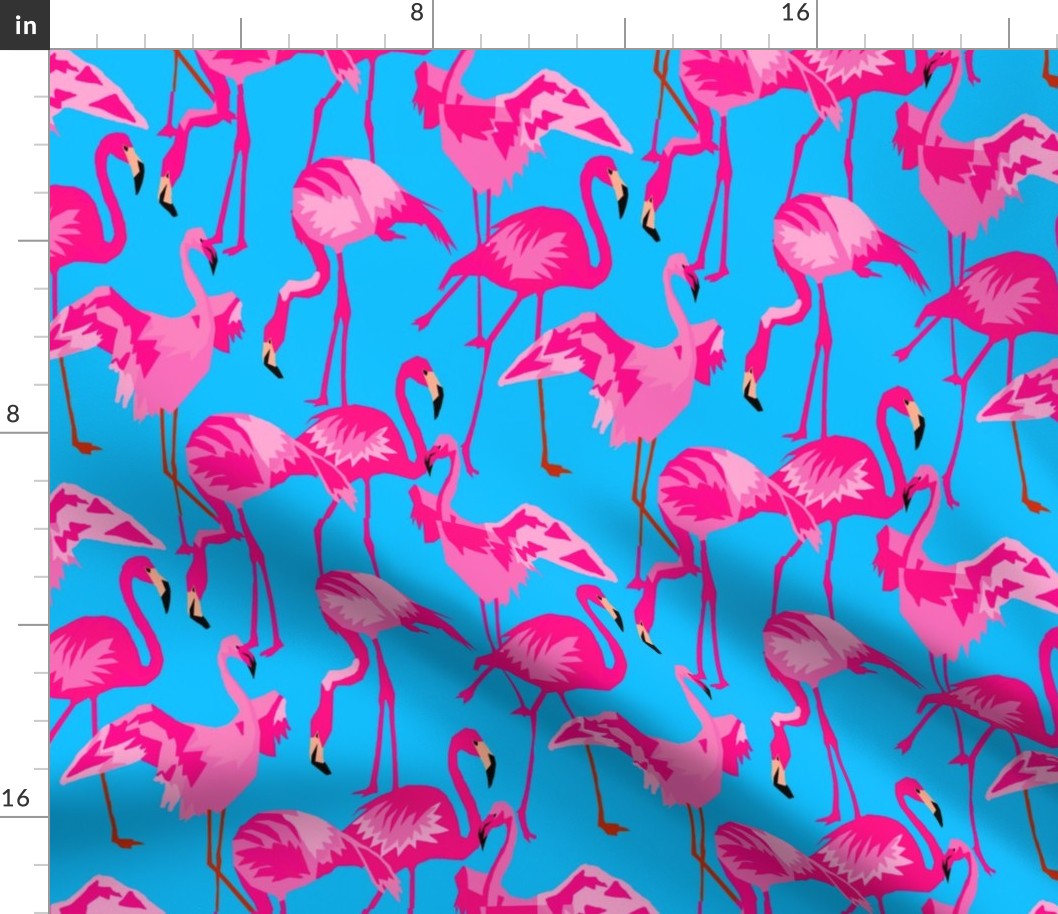 Flamingo Fuschia on Blue Water