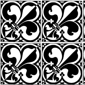 Fleur de Lyse Black and White Tile Squares