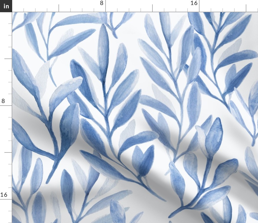 Cobalt Blue Branches Fabric | Spoonflower