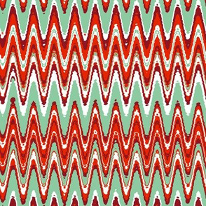 Christmassy Ziggy Zaggy Chevron Stripes in Red and Green