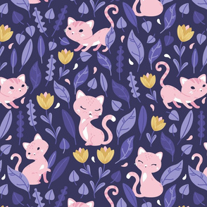 Oh Hello Cats - violet purple pink