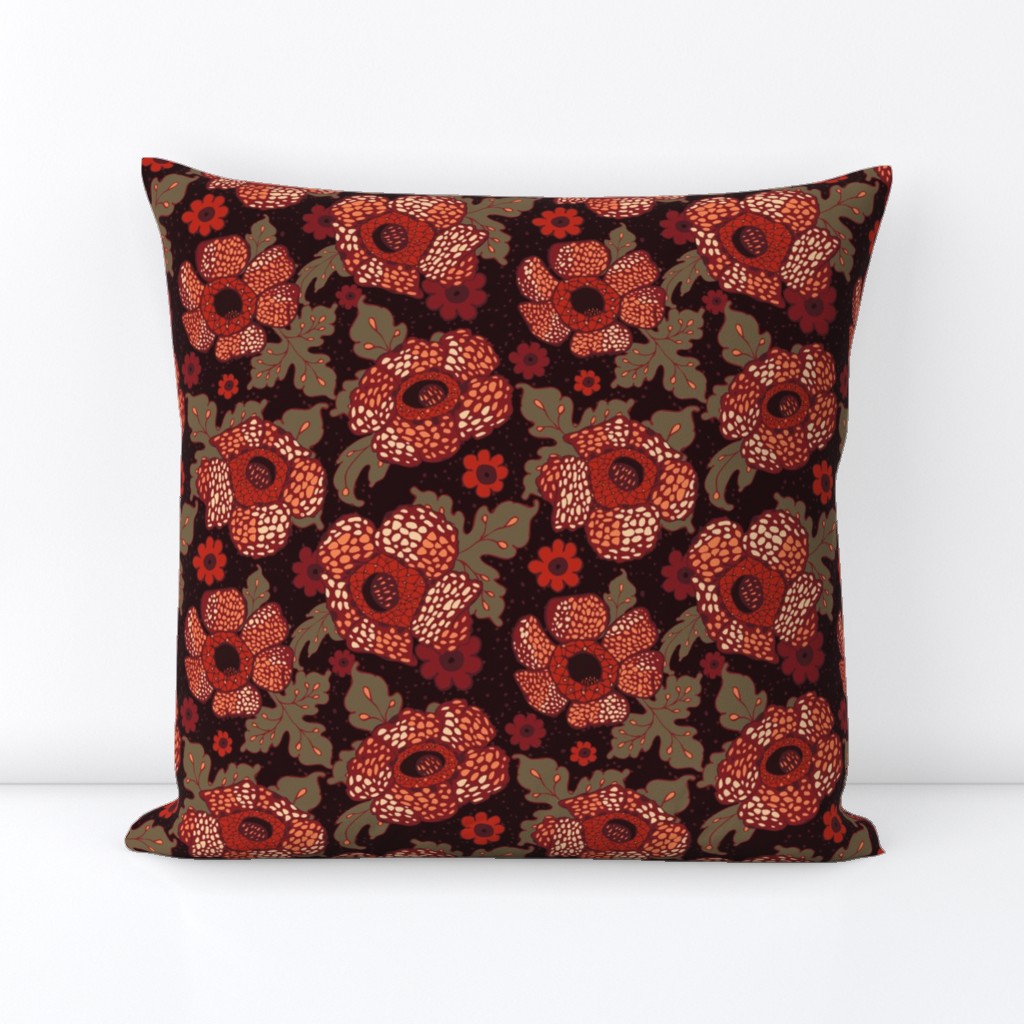 Rafflesia Big Red Flower Tropical Red Black Background