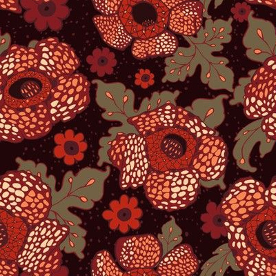 Big Red Flower Fabric Wallpaper And
