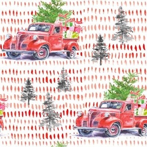 8" Christmas Road Trip with Tree and Presents // Abstract Red Lines