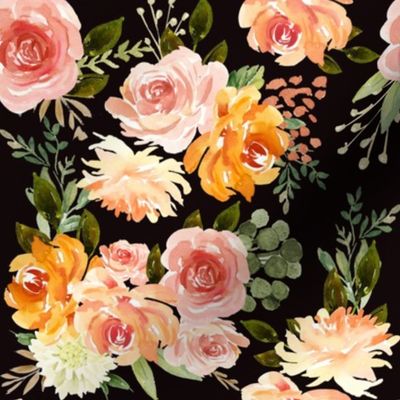 8" Fall Blossom Florals // Black