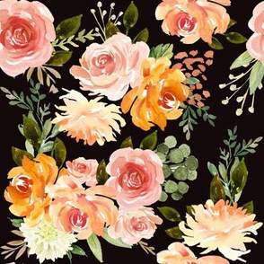 8" Fall Blossom Florals // Black