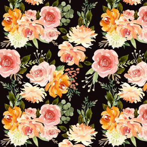 12" Fall Floral Blossoms // Black