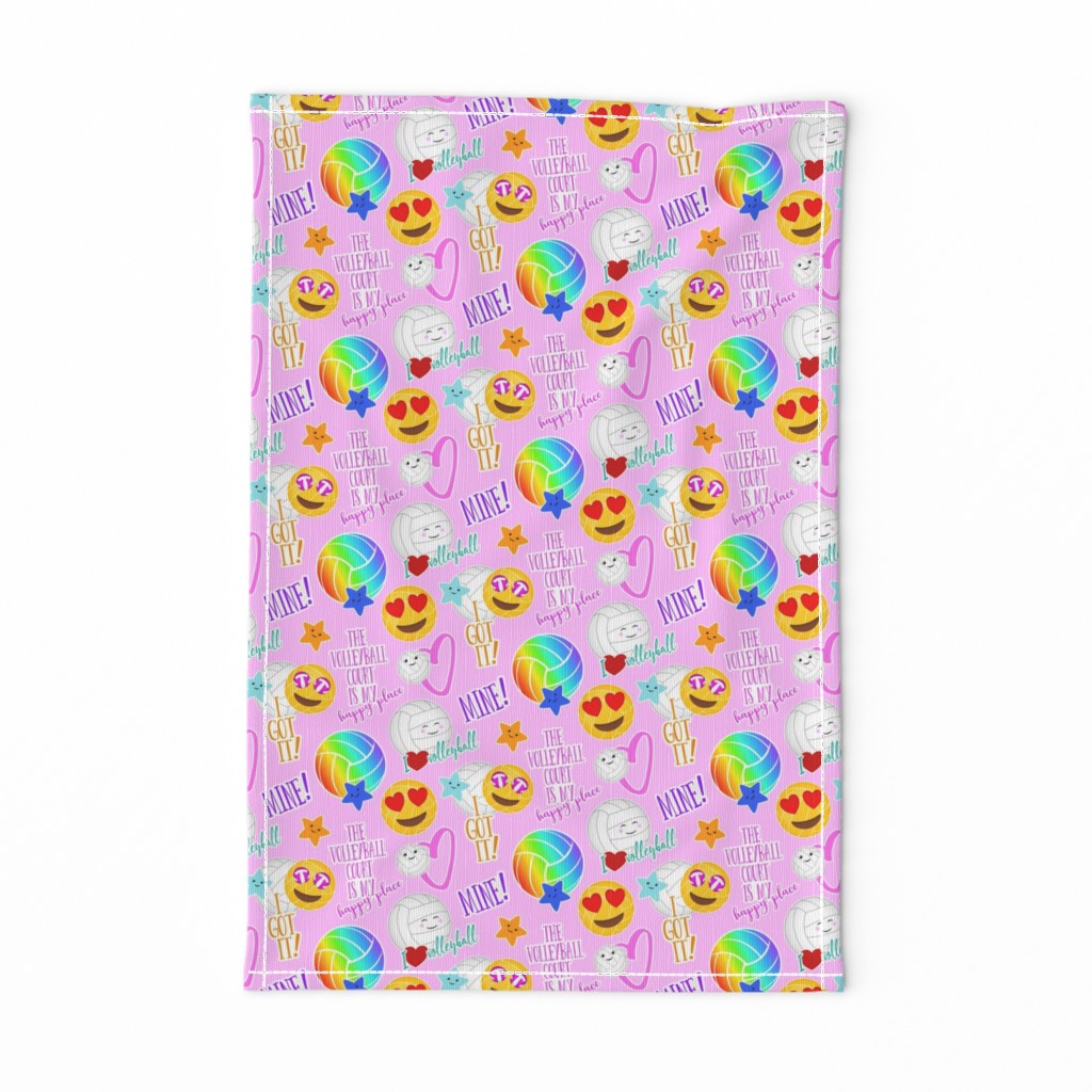 cute kawaii volleyball court is my happy place stickers drop pattern - medium