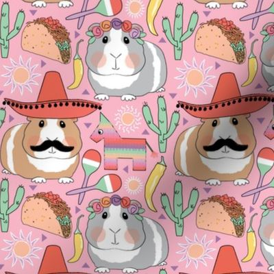 mexican guinea-pigs-with-tacos-lavender-peach-on-pink-2