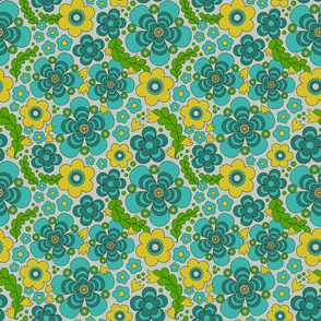 Groovy Blooms Green