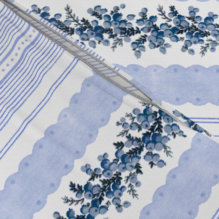 Madame de Lamballe Floral Ticking ~ Hiver ~ Blue and White