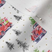 4" Christmas Road Trip with Tree and Presents Gold Dots