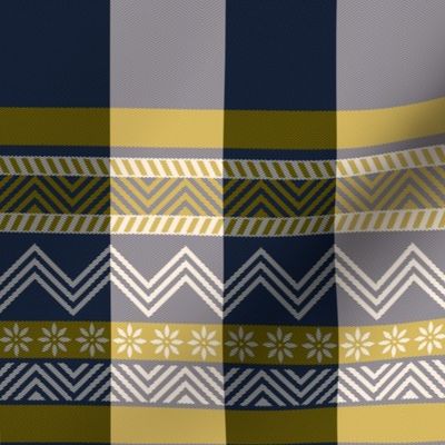 Ornamental zigzag stripe -  stripe - herringbone pattern - navy and bronze