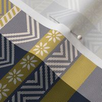 Ornamental zigzag stripe -  stripe - herringbone pattern - navy and bronze