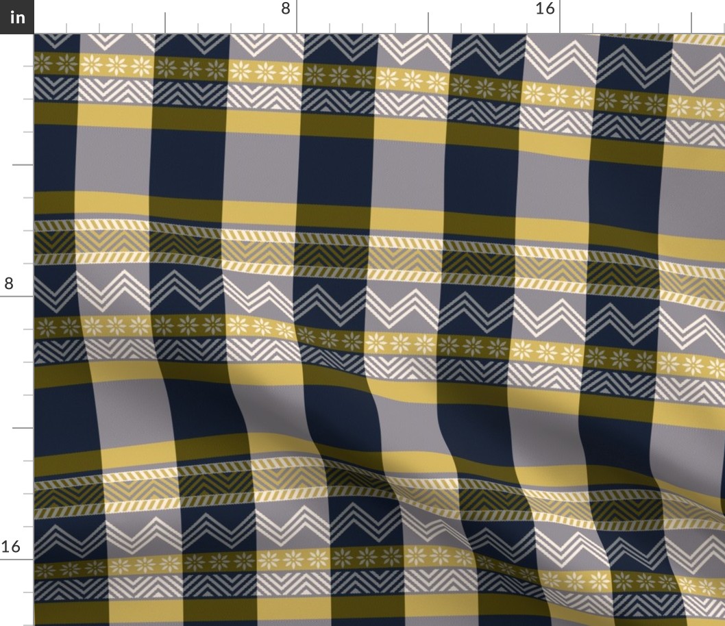 Ornamental zigzag stripe -  stripe - herringbone pattern - navy and bronze