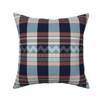 Ornamental zigzag stripe -  stripe - herringbone pattern - navy, coral and white