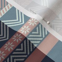 Ornamental zigzag stripe -  stripe - herringbone pattern - navy, coral and white