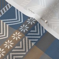 Ornamental zigzag stripe -  stripe - herringbone pattern - denim and mocha