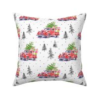 8" Christmas Road Trip with Tree and Presents // Navy Speckled Dots