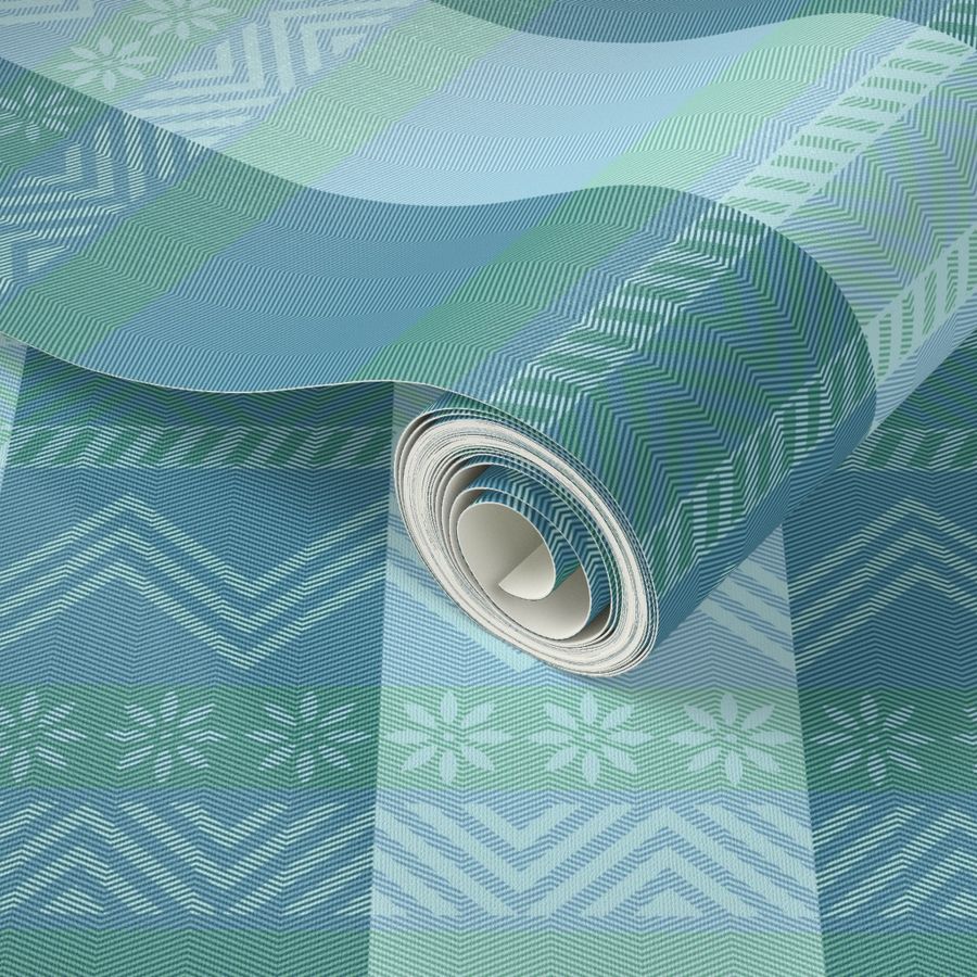 Ornamental zigzag stripe in soft aqua