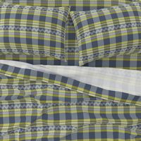 Ornamental zigzag stripe -  stripe - herringbone pattern - navy, wasabi and white