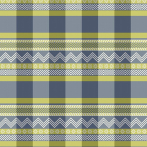 Ornamental zigzag stripe -  stripe - herringbone pattern - navy, wasabi and white